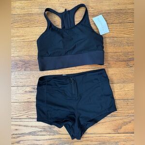Athleta | Black Paddle Board Bikini and Shorts Set sz M
